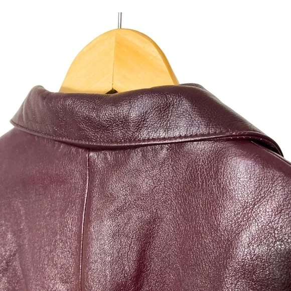 Wilson’s Leather | Burgundy Leather Zip Up Jacket - Picture 6 of 17